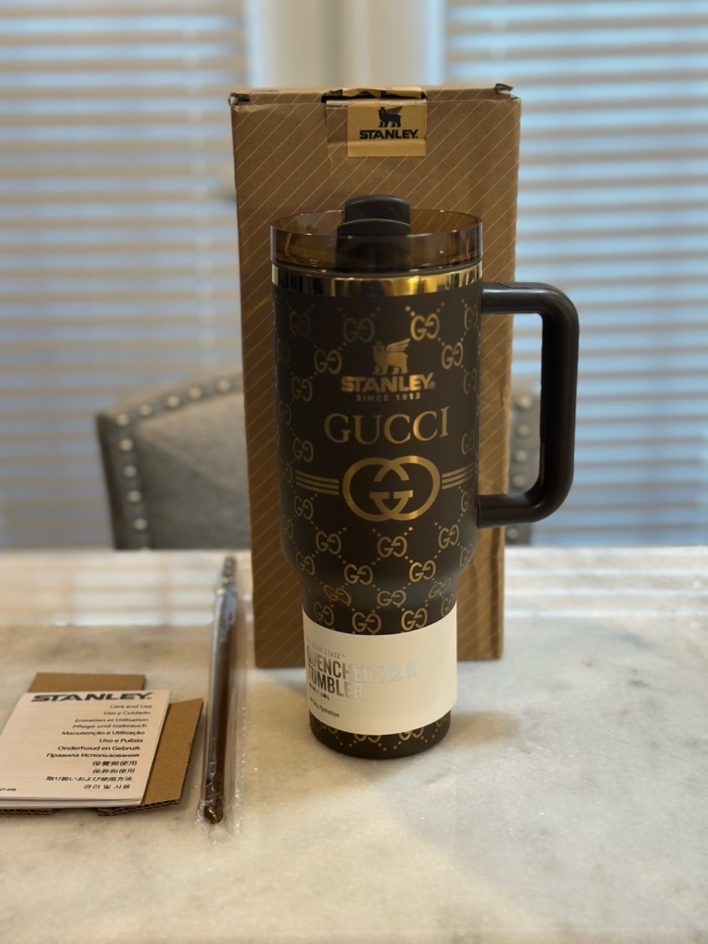 Stanley GUCCI Unique Collaboration 40oz Brown & Gold Tumbler
